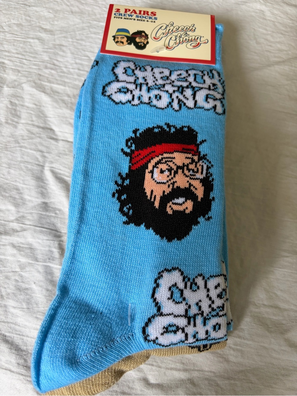 Cheech & Chong Light Blue Crew Socks - Graphic Men's Socks